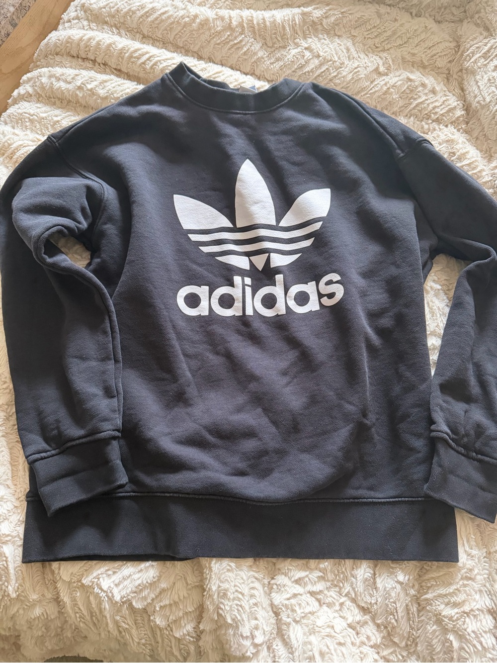 Adidas Black Crewneck Sweatshirt with White Trefoil Logo